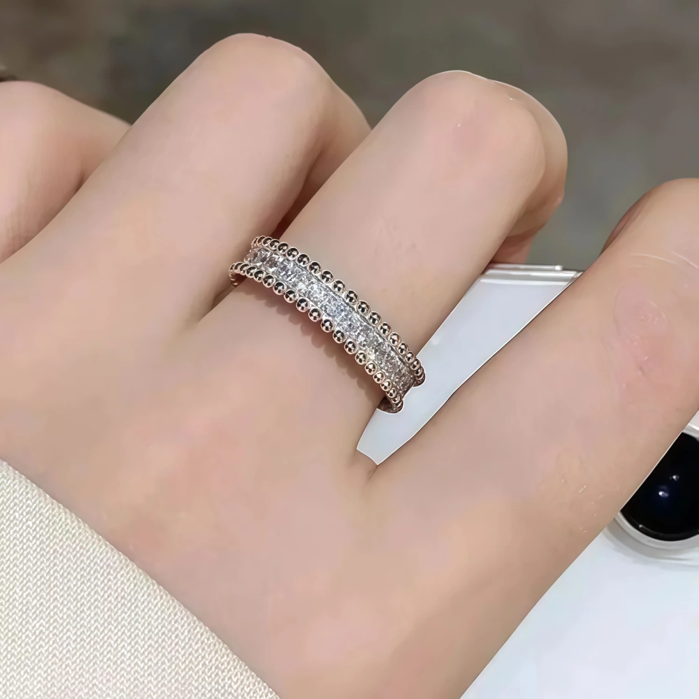 Veeie Veein Luxury Brand High Quality Beaded Edge GRA Certificate Ring For Women S925 Sterling Silver Ring Fashion Ring Jewelry