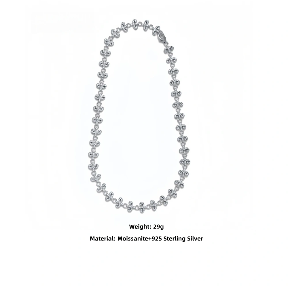 Veeie Veein Luxury Brand New Products S925 Sterling Silver Moissanite Necklace Retro Floral Versatile Woman Necklace Jewelry