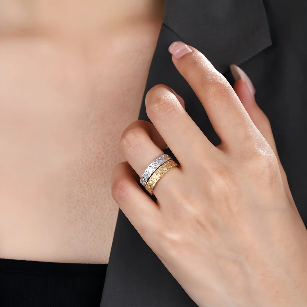 MuShan Luxury Brand 18K Gold Plated 925 Sterling Silver Ring New Plain Couple Rings Fashion Jewelry Accessories
