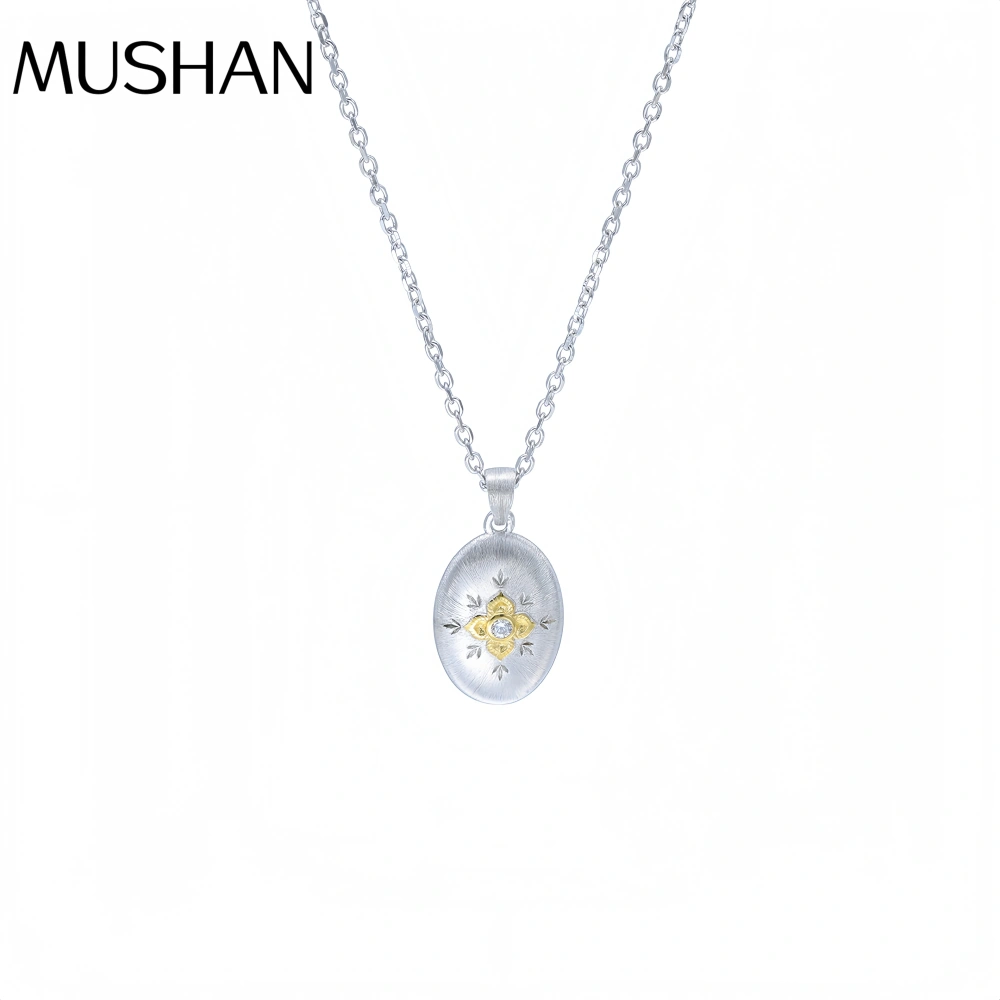 Mushan Luxury Brand High End Chain With Double Sided Octagonal Coffee Bean Pendant Necklace High Quality Necklace Jewelry