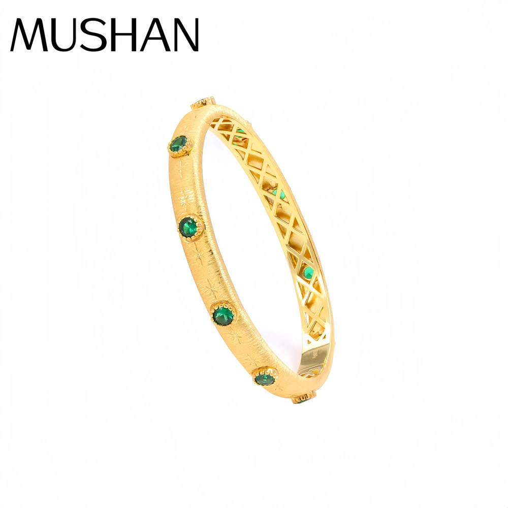 Mushan Luxury Brand 18K Gold Plated Starry Brushed Gemstones Zircon Bracelet 925 Sterling Silver Bracelets Fine Jewelry