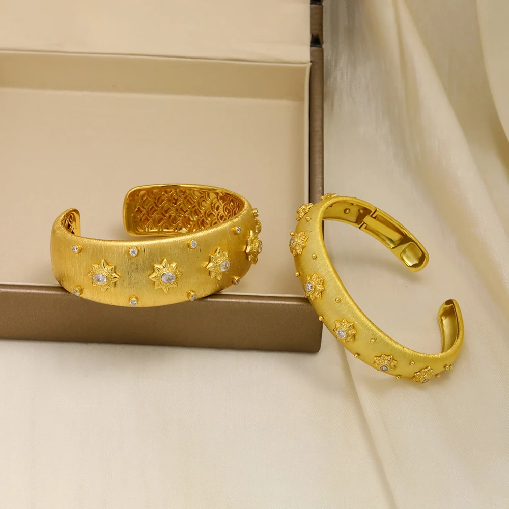 Mushan Luxury Brand High Quality Brushed And Hollowed Out 925 Sterling Silver WomenS Open Bracelet And Two Tone Gold Plating