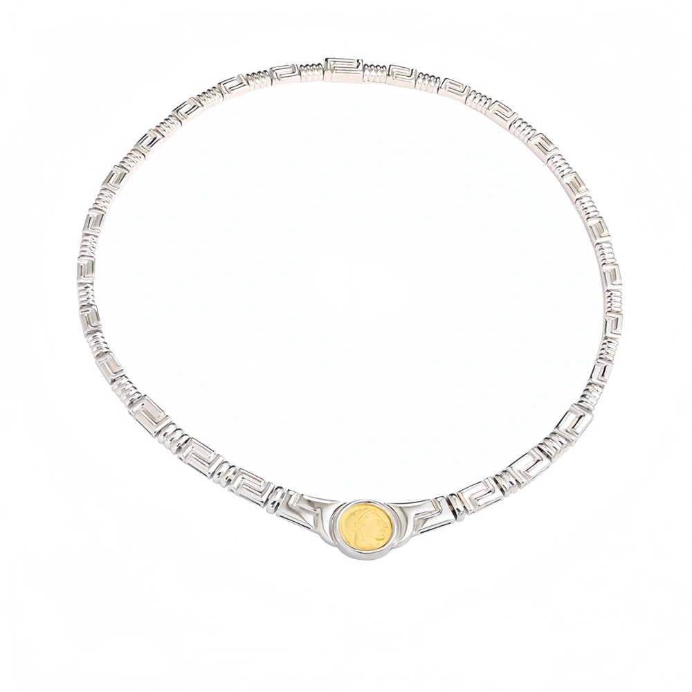 Mushan Luxury Brand New Fashionable Ancient Coin With Silver L Shaped Pattern Pendant Chain Women Fashion Necklace Jewelry