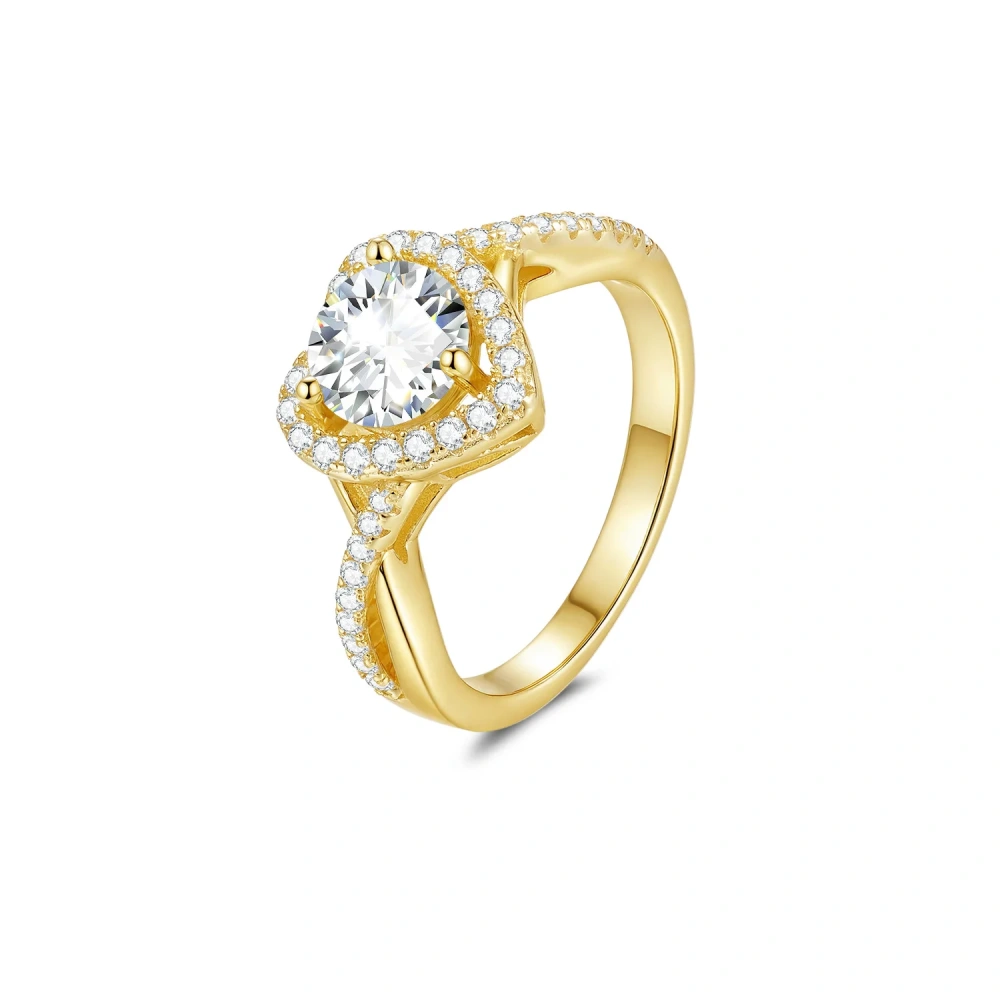 Veeie Veein Luxury Brand S925 Sterling Silver Ring Niche Ring GRA Certificate Moissanite Heart-Shaped Ring Accessory