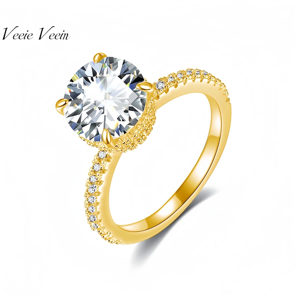 Veeie Veein Fashion Luxury Brand Designer S925 Sterling Silver Ring Moissanite GRA Certificate Ring Trend Ring Jewelry