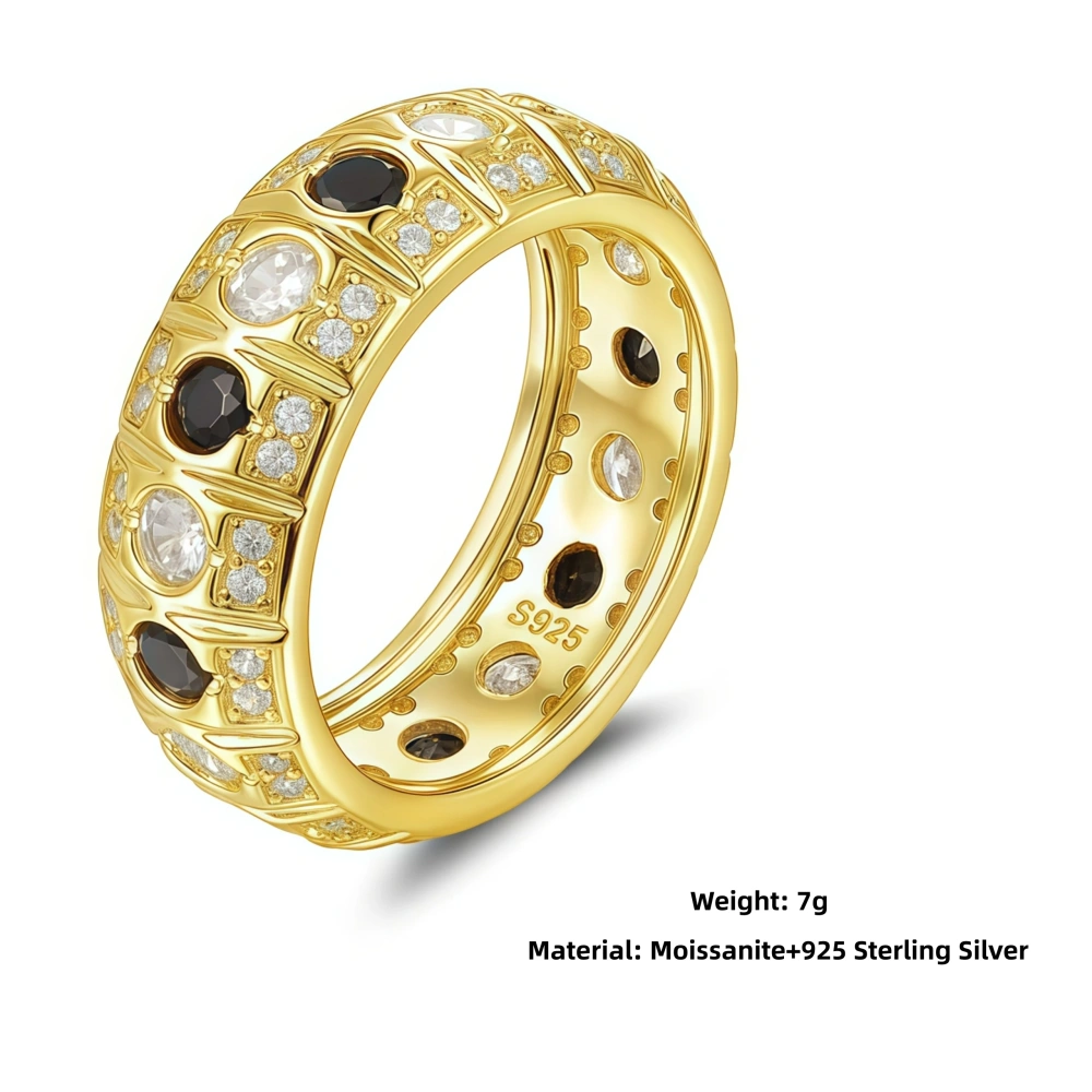 Veeie Veein Luxury Brand S925 Sterling Silver Ring Set With Moissanite Light Luxury And High-End Retro Accessory