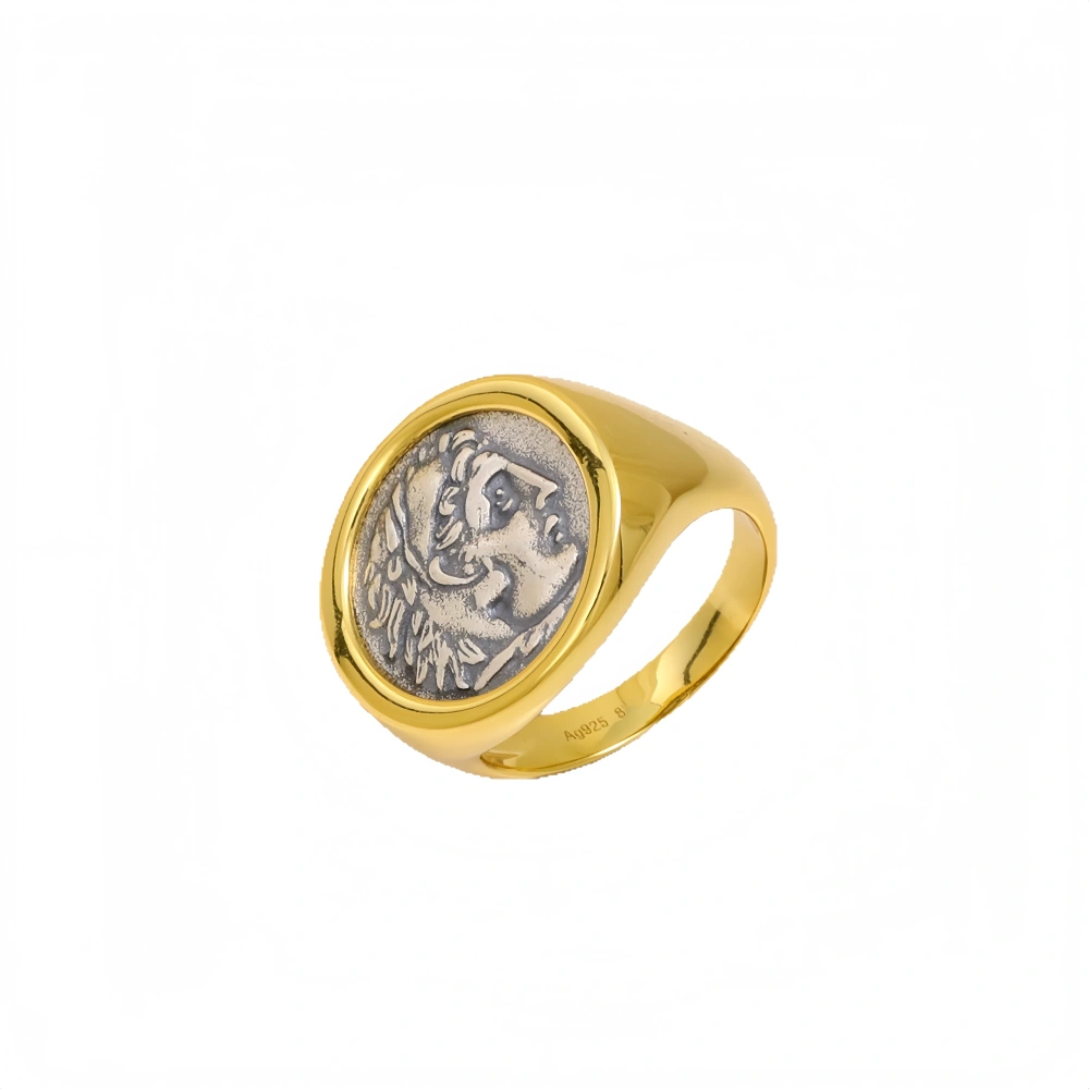 Mushan Luxury Brand Best-Selling Item On Xiaohongshu, The Hercules Ancient Coin Ring S925 Sterling Silver Jewelry