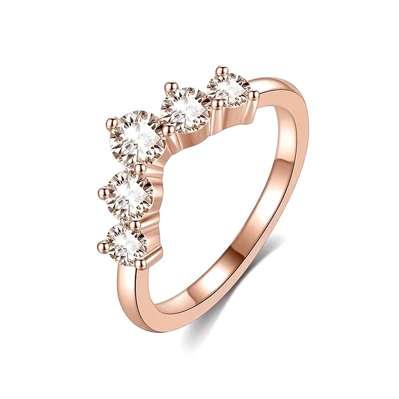 Veeie Veein Luxury Brand S925 Sterling Silver Ring V-Shaped Arrangement All-Moissanite Ring GRA Certificate  Ring Jewelry