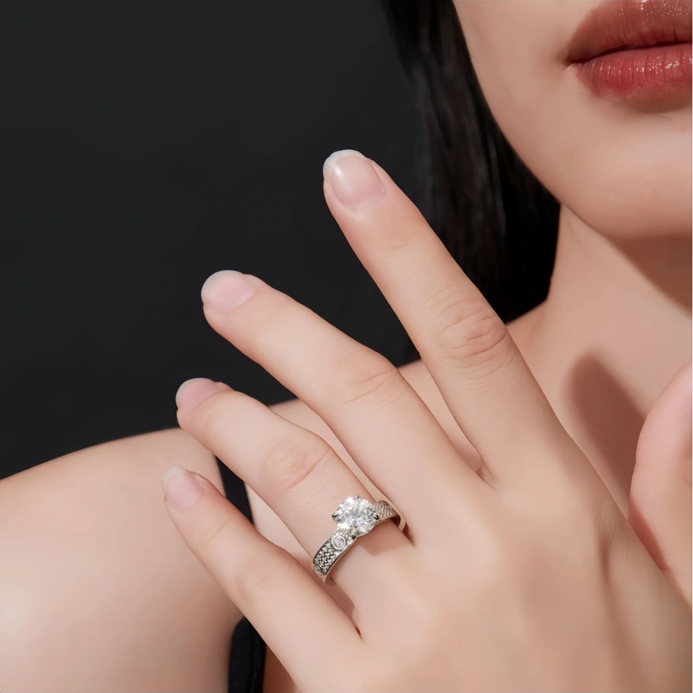 Veeie Veein Luxury Brand S925 Sterling Silver Ring Moissanite 1-2-3 Carat Moissanite Starry Sky Ring GRA Certificate Ring
