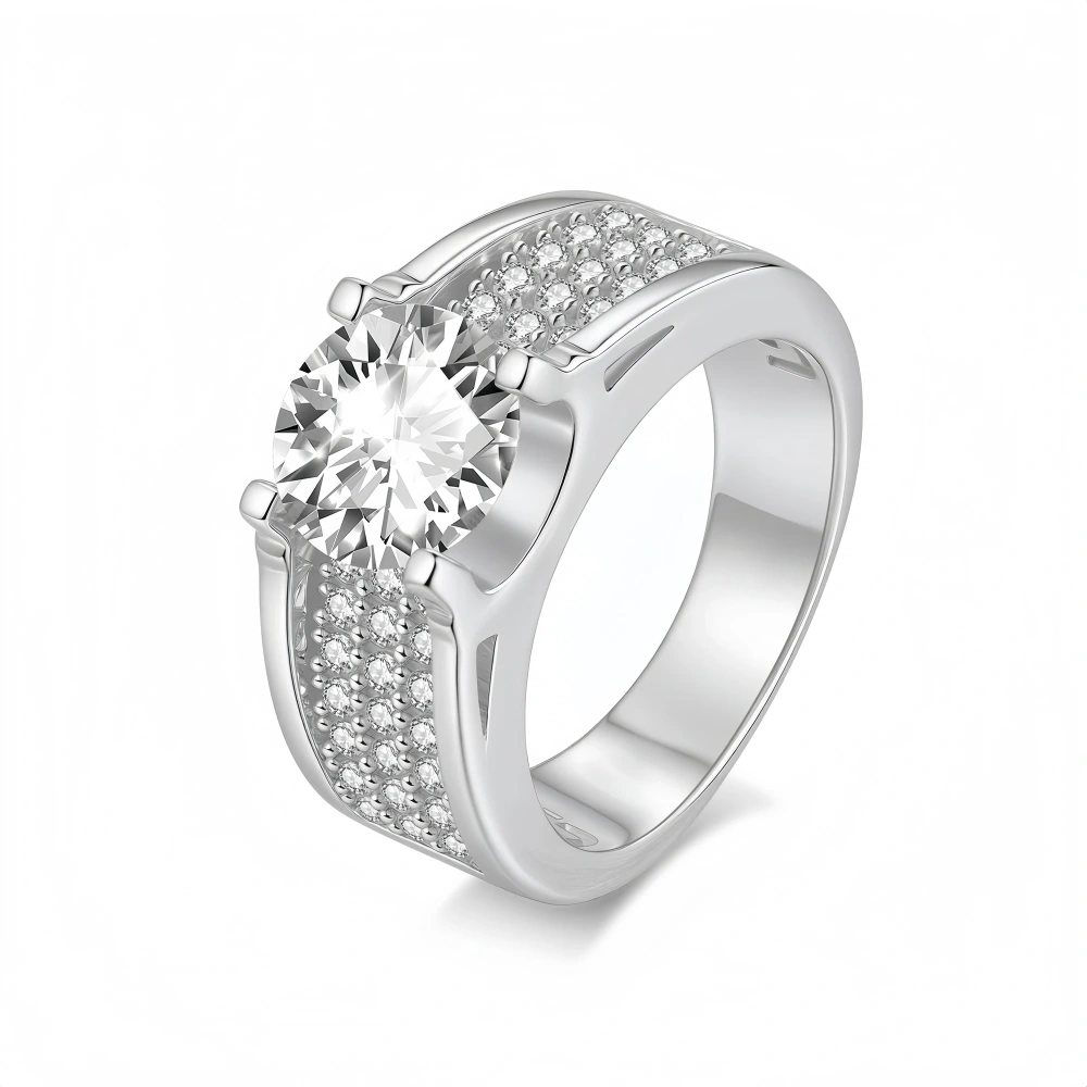 Veeie Veein Brand Designer S 925 Sterling Silver  2-Carat Ring Stone Hip-Hop 3-Carat Men GRA Certificate Ring Jewelry