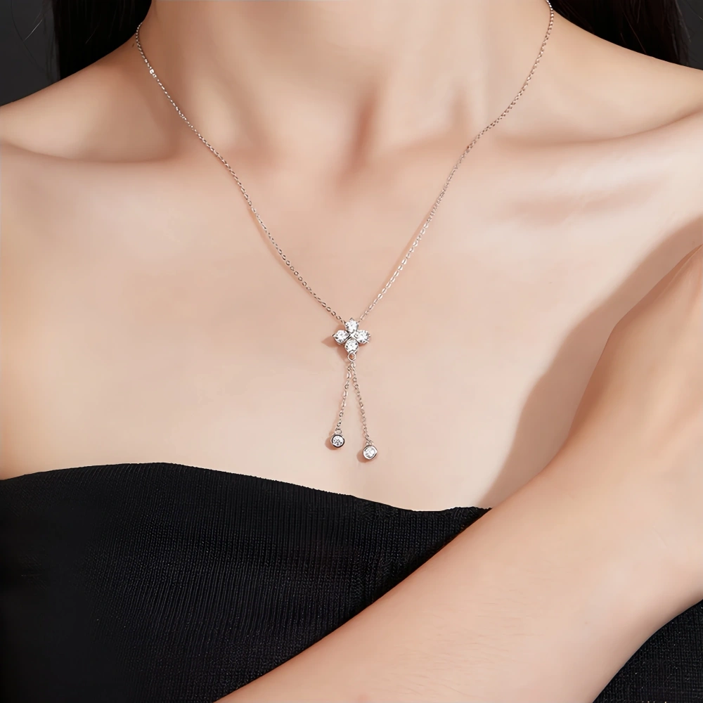 Veeie Veein Luxury Brand S925 Sterling Silver Moissanite Necklace Four Leaf Clover Pendant For Women GRA Certificate Necklace
