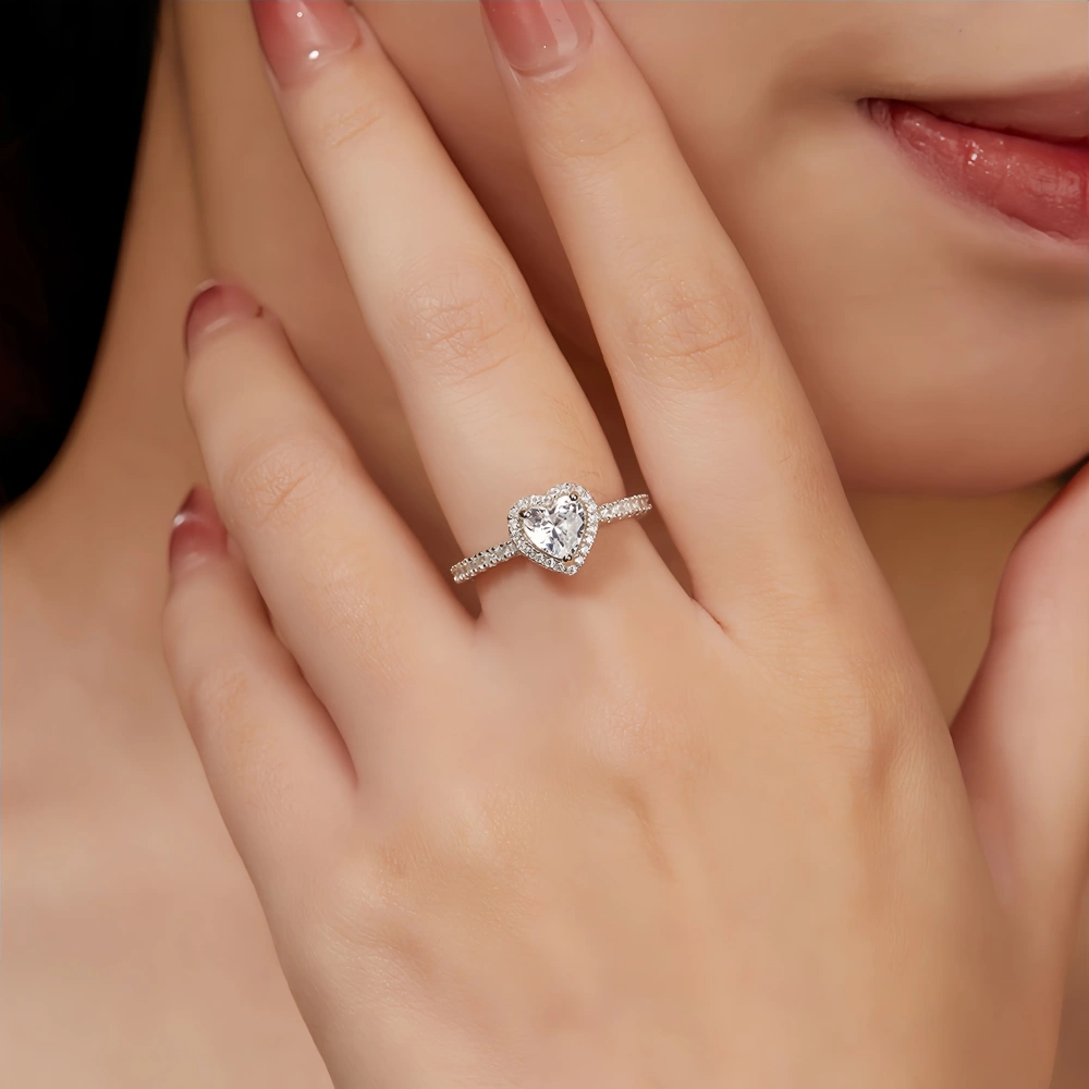 Veeie Veein Luxury Brand Hollowed-Out Cuban Moissanite Ring GRA Certificate S925 Shaped Love Women Floral Ring