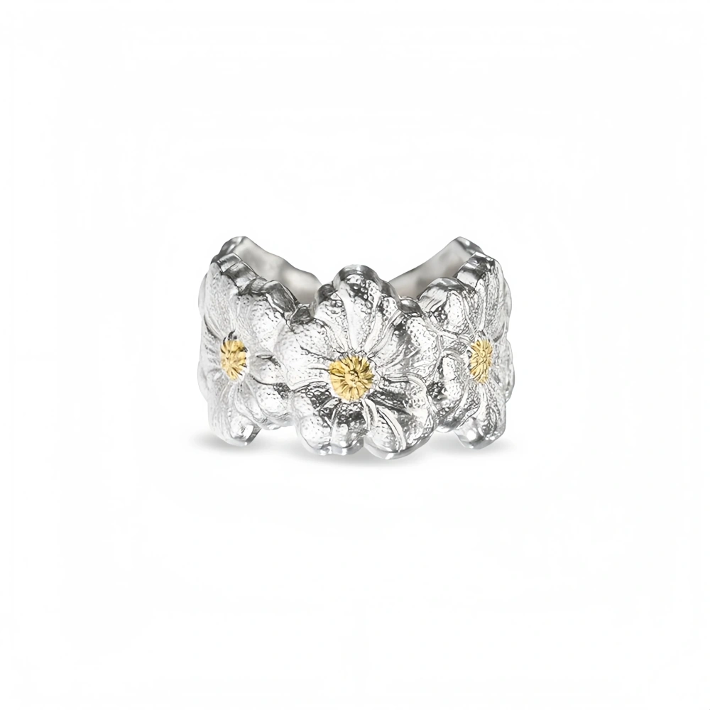 Mushan Luxury Brand The Cross-Border Best-Selling Daisy Gardenia Silver Ring Has Become A Bestseller On Xiaohongshu