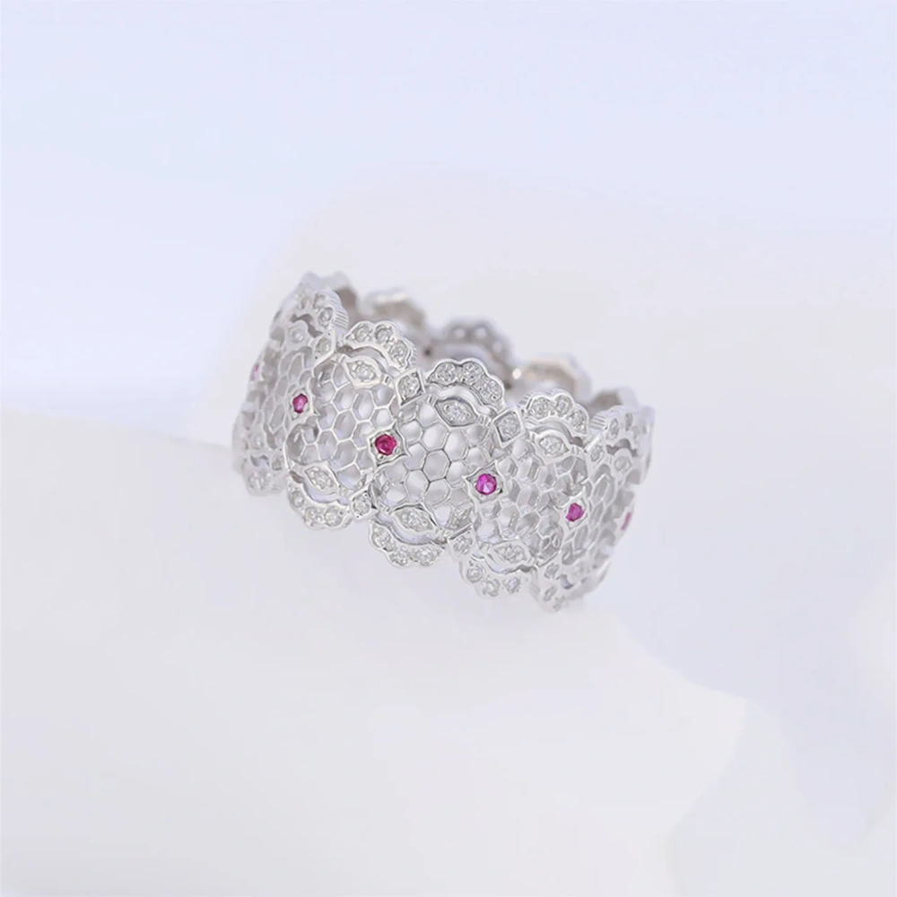 Mushan Luxury Brand High Quality Openwork 925 Sterling Silver Ring Zircon 18K Gold Plated Party Ring Jewelry
