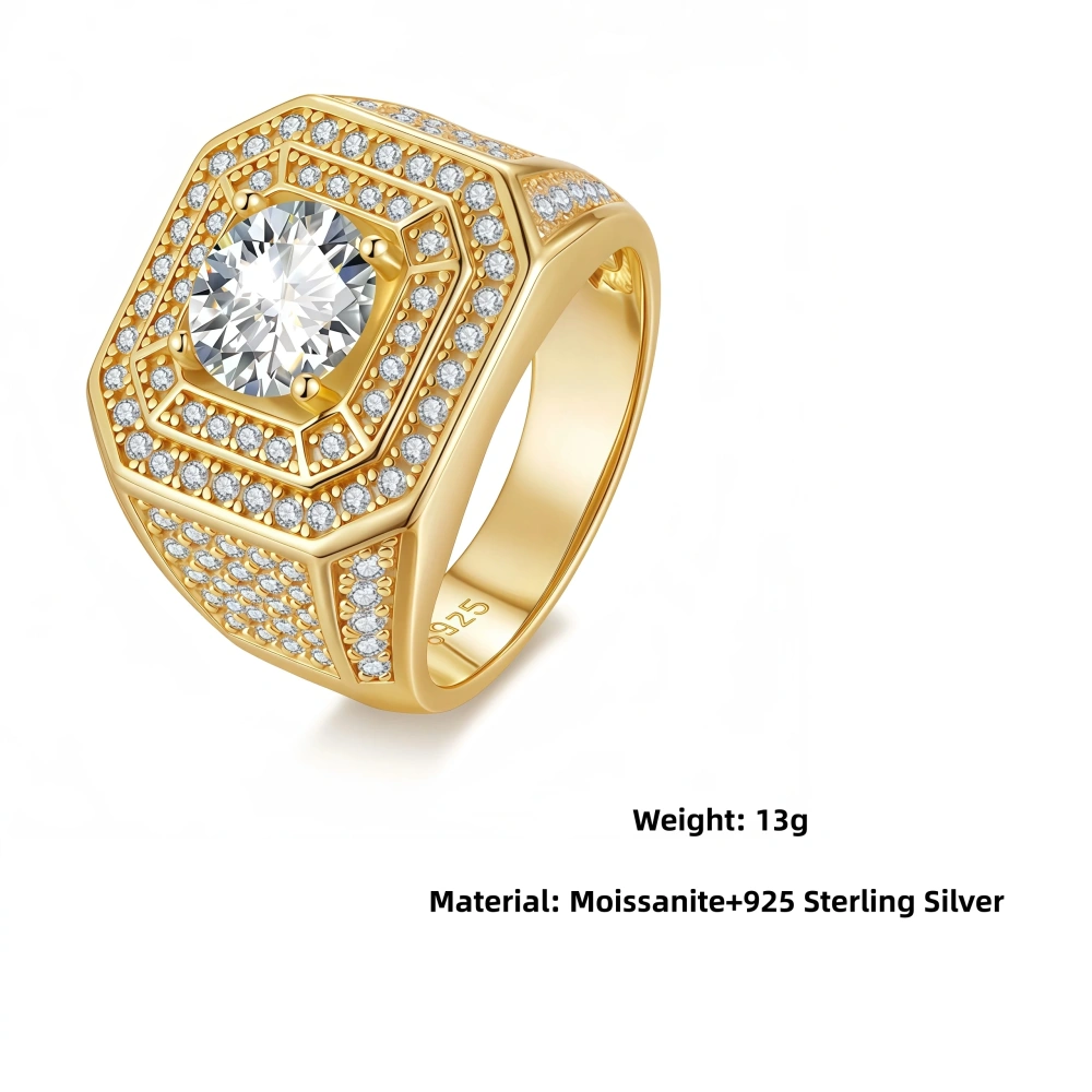 Veeie Veein Brand Luxury Brand Designer S 925 Sterling Silver Ring 2 Caramosan Stone Sugar Men GRA Certificate Ring Jewelry
