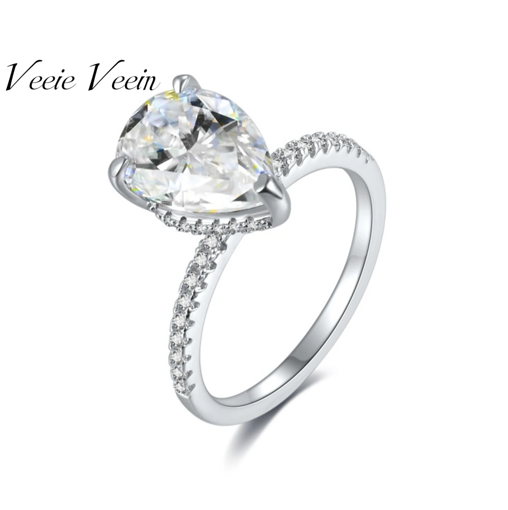Veeie Veein Luxury Brand S925 Sterling Silver Ring 4-Carat Moissanite GRA Certificate Ring In An Irregular Teardrop Shape