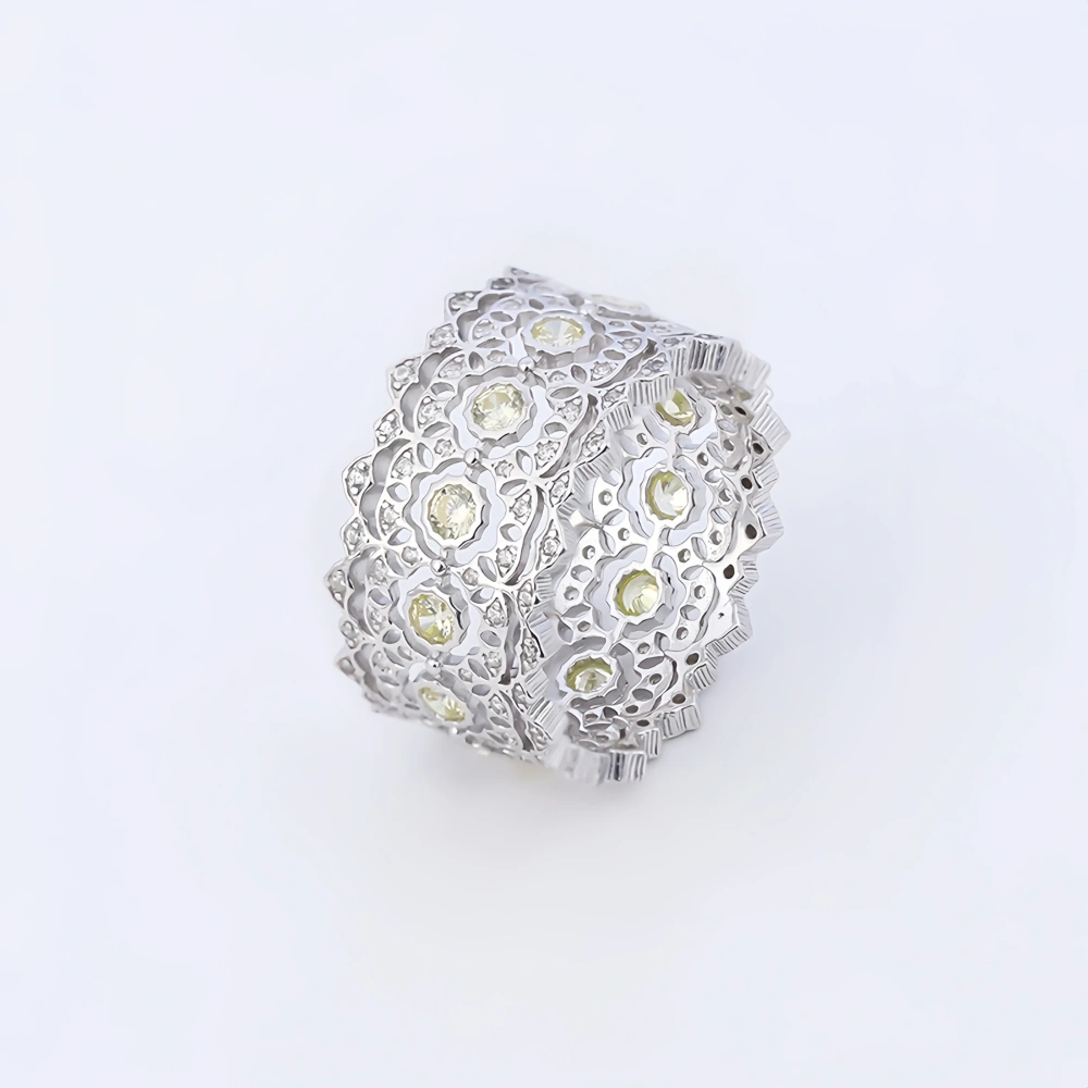 Mushan Luxury Brand Diamond Studded Lace Hollow Ring Lab Grown High Carbon Diamond Zircon 925 Sterling Silver Rings Fine Jewelry