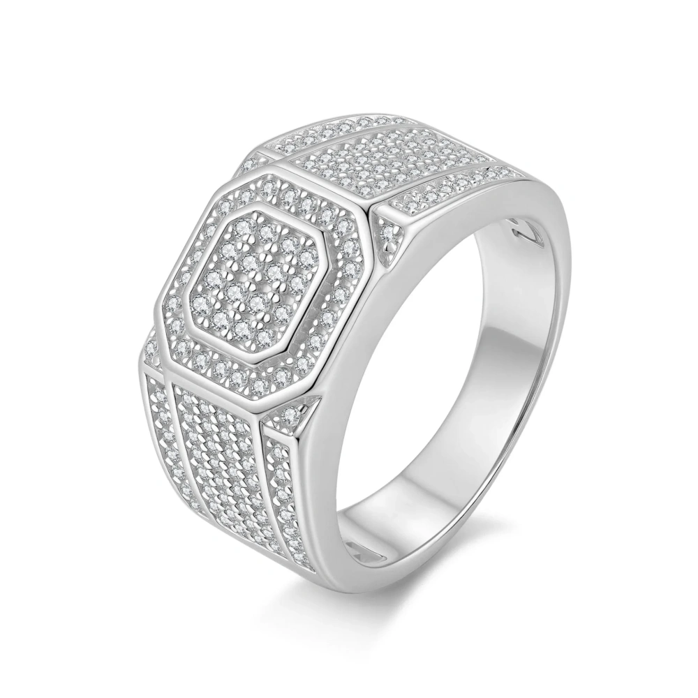 Veeie Veein Luxury Brand GRA Certificate S925 Sterling Silver Ring Hip-Hop Three-Dimensional Starry Sky Moissanite Men'S A