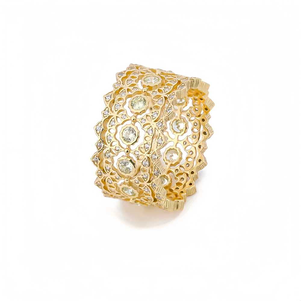 Mushan Luxury Brand Diamond Studded Lace Hollow Ring Lab Grown High Carbon Diamond Zircon 925 Sterling Silver Rings Fine Jewelry