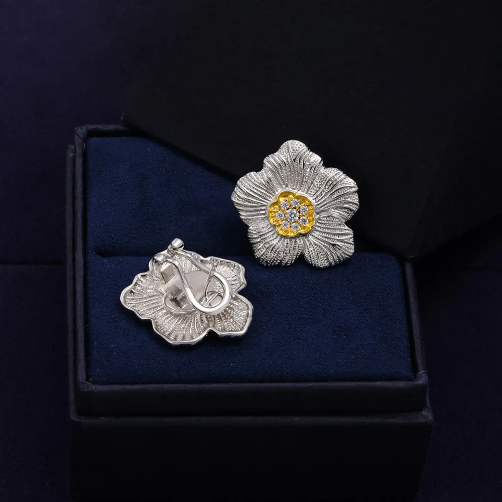 Mushan Luxury Brand Fashion High Quality Gardenia Flower Ear Studs 925 Sterling Silver Plated Earrings Bestsellers Jewelry