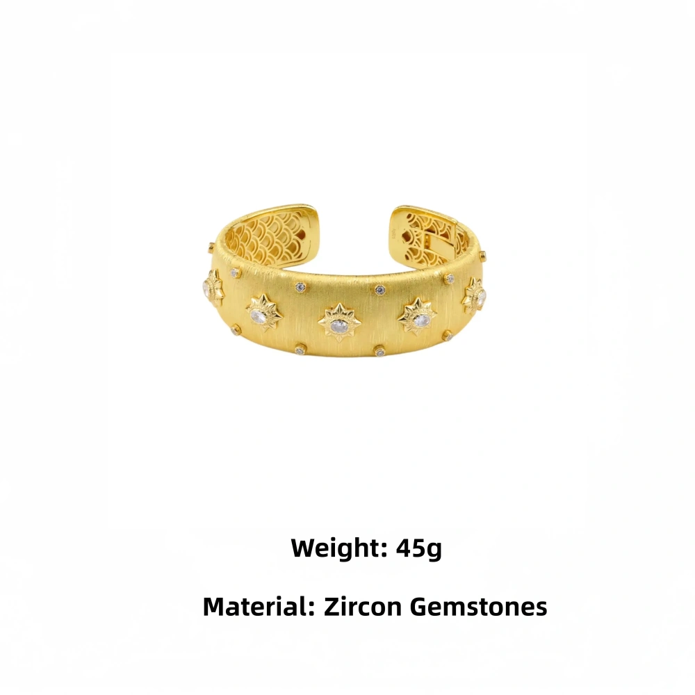 Mushan Luxury Brand Fashion High Quality Brushed Bracelet Open Weave Pattern Engraved Gold Women Bracelet Jewelry