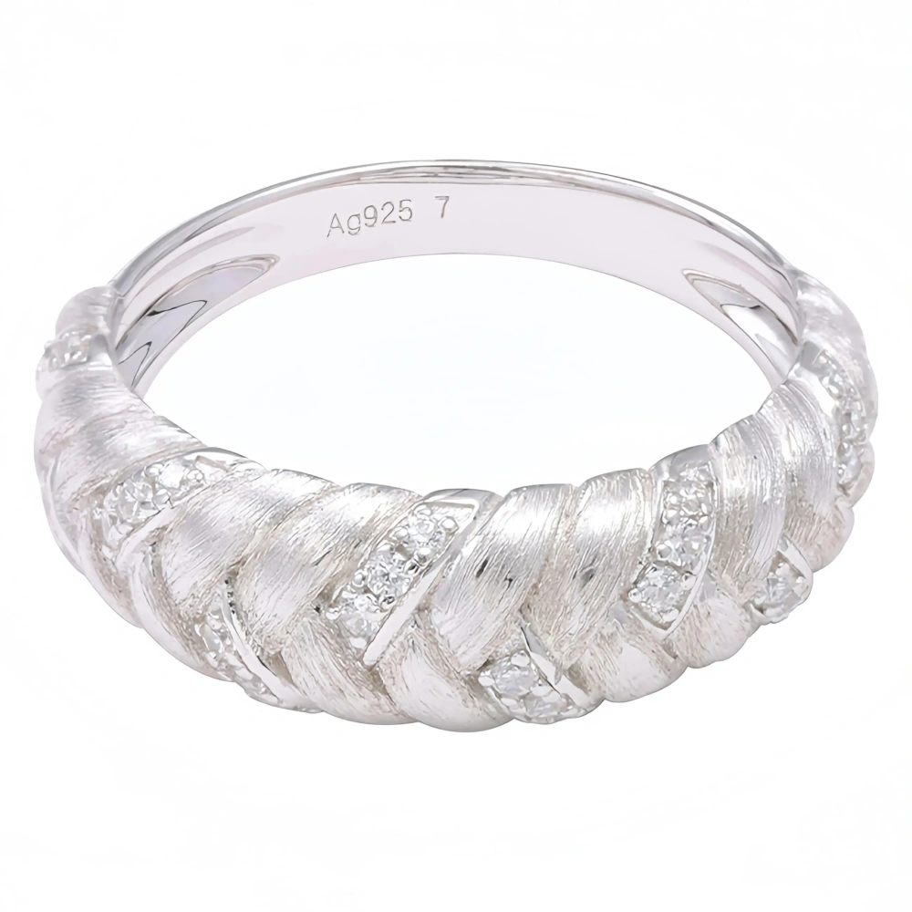 Mushan Luxury Brand 18k Gold Plated Wheat Ear Brushed Ring Women Luxury 925 Sterling Silver Ring Fine Jewelry