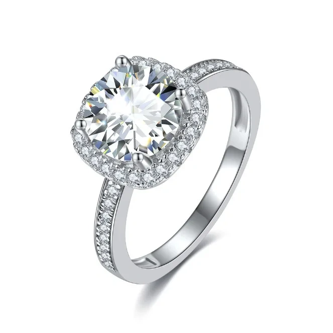 Veeie Veein Luxury Brand S925 Sterling Silver Set With 1-Carat Moissanite Four-Prong Ring GRA Certificate Women Ring Jewelry