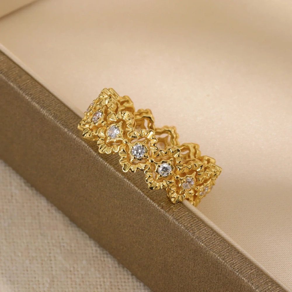 Mushan Luxury Brand S925 925 Sterling Silver Ring 18K Gold Plated Star Hollow Ring Fashion Jewelry Accessories