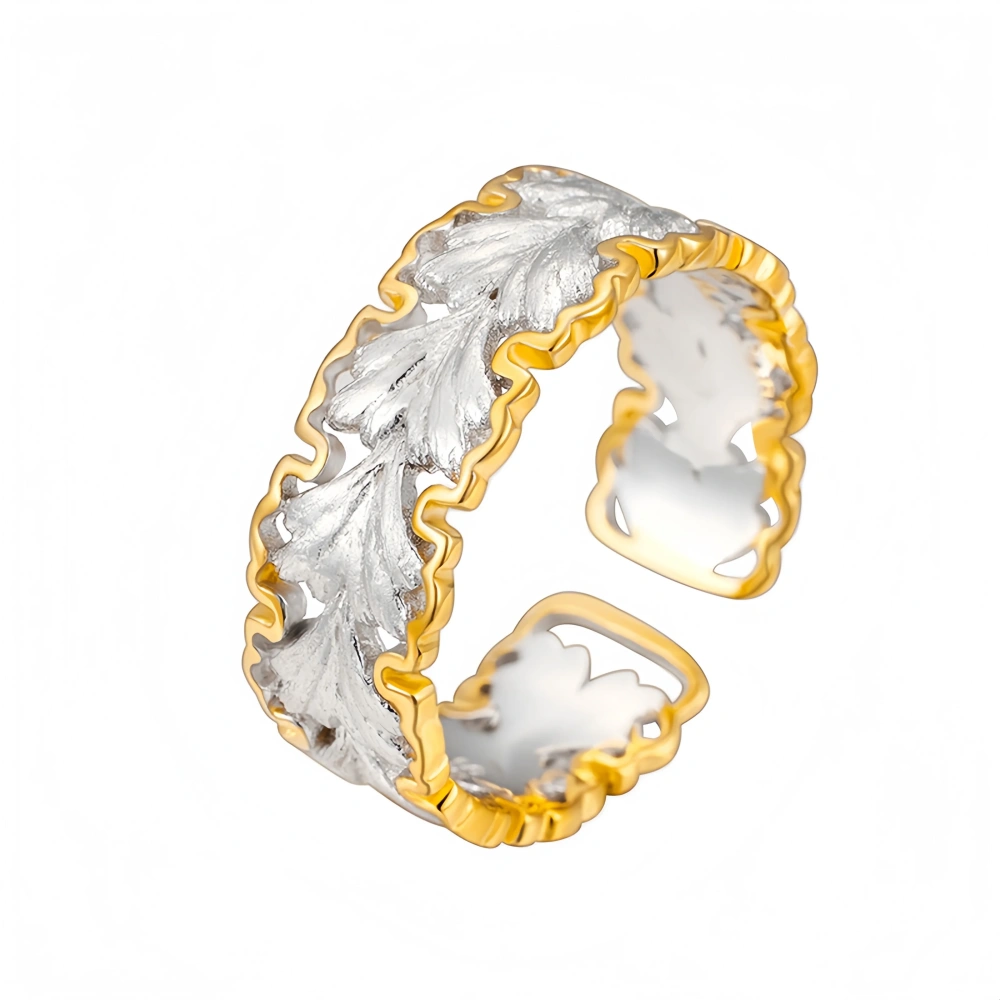 Mushan Luxury Brand 925 Pure Ginkgo Leaf Italian Retro Ring, A Niche High-End Luxury Light Ring For Women