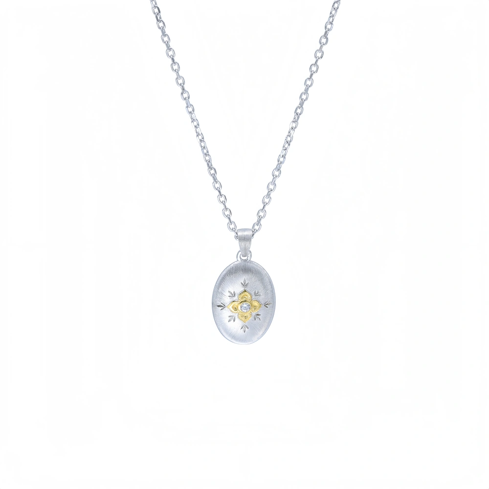 Mushan Luxury Brand High End Chain With Double Sided Octagonal Coffee Bean Pendant Necklace High Quality Necklace Jewelry