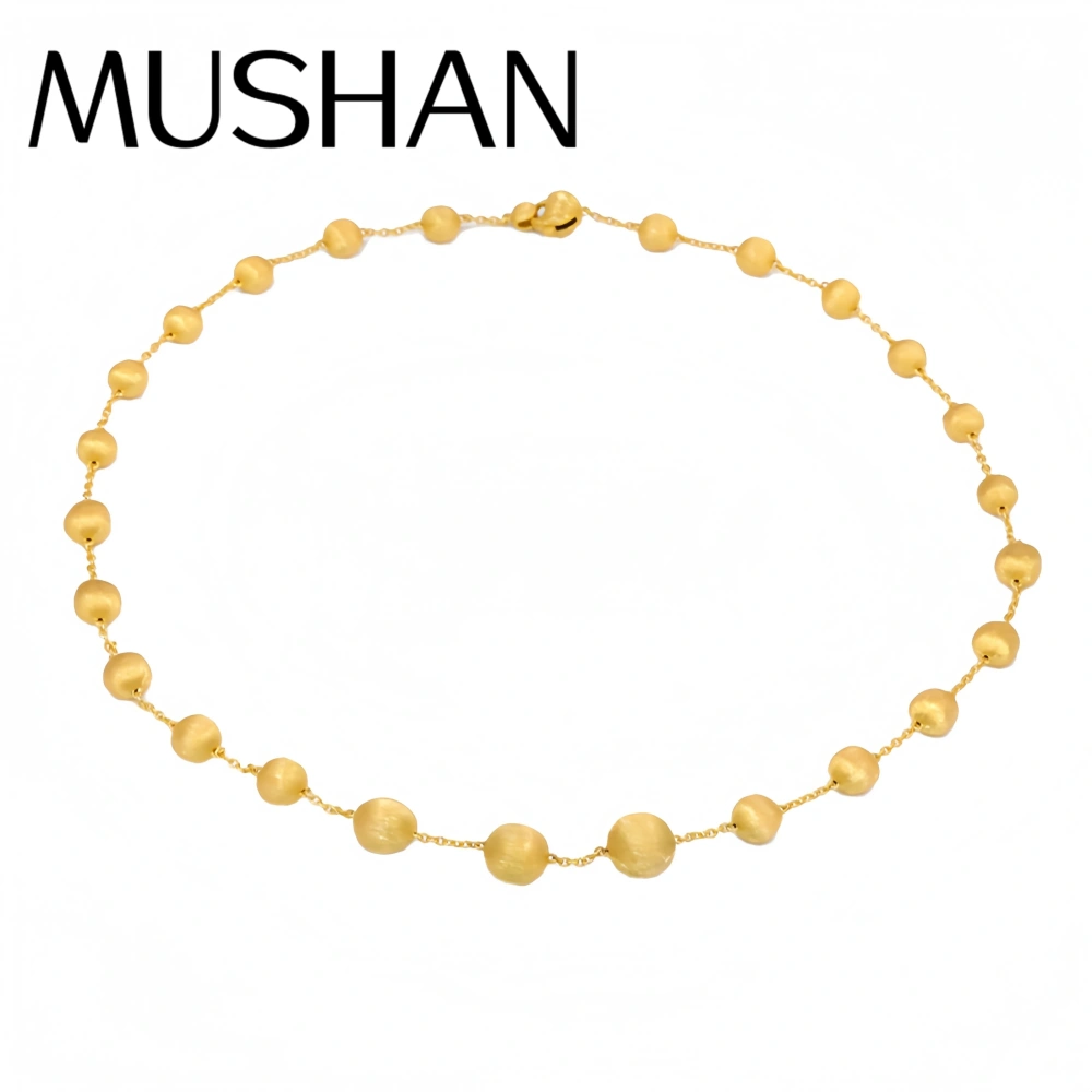 Mushan Luxury Brand New Style 925 Sterling Silver Brushed Ball Necklace High Quality For Women'S Collarbone Chain Jewelry