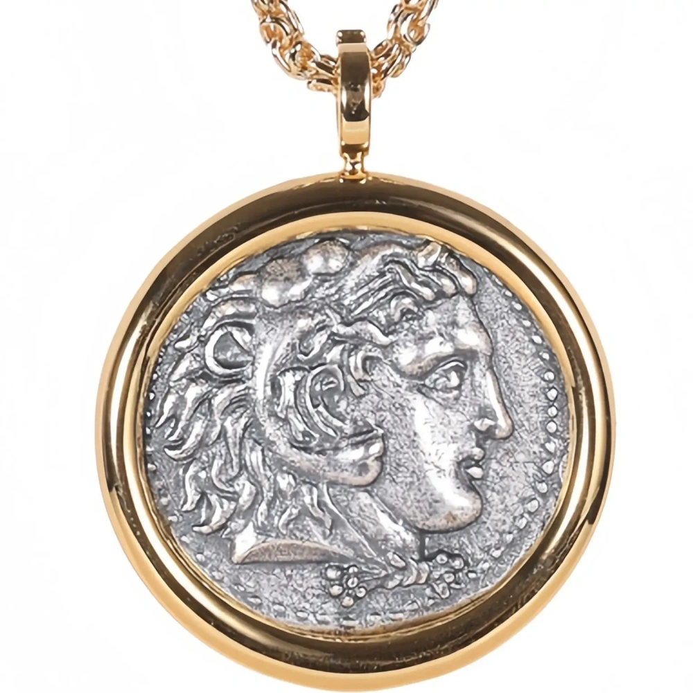 Mushan Luxury Brand S925 925 Sterling Silver Hercules Ancient Coin Necklace 18k Gold Plated Necklaces Fine Jewelry