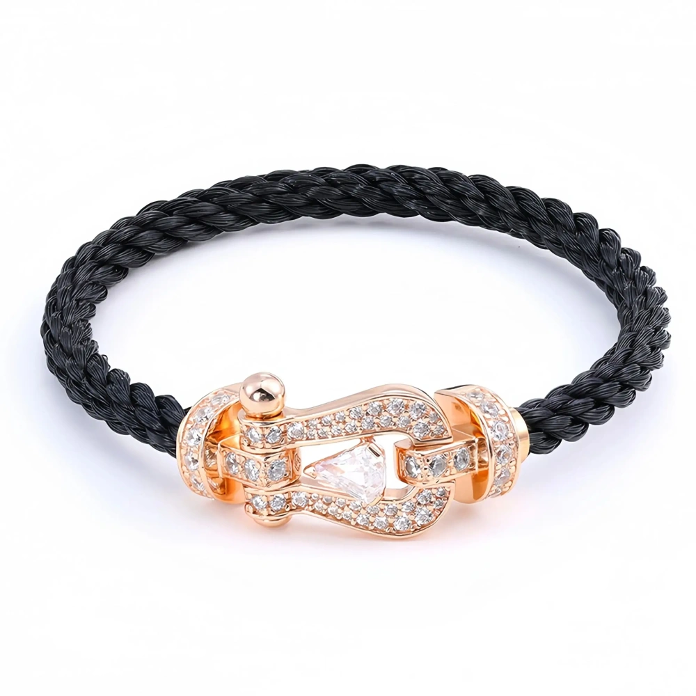Mushan Luxury Brand Horseshoe Buckle Zircon Diamond Studded Bracelet Gold Plated 925 Sterling Silver Bracelet For Women Jewelry