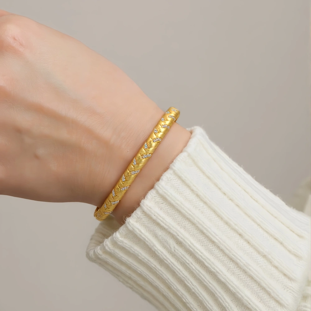 Mushan Luxury Brand Live-Streaming Bestseller: Italian Brushed Bracelet, Women'S Sparkling Diamond Pure Silver Bracelet