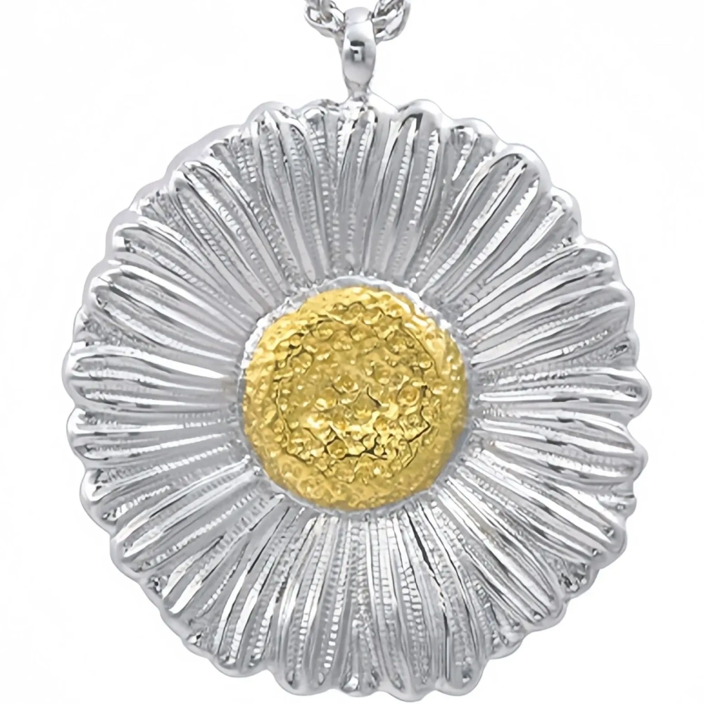 Mushan Luxury Brand Brushed Flower Daisy Necklace 18k Gold Plated 925 Sterling Silver Pendant Necklaces Fine Jewelry