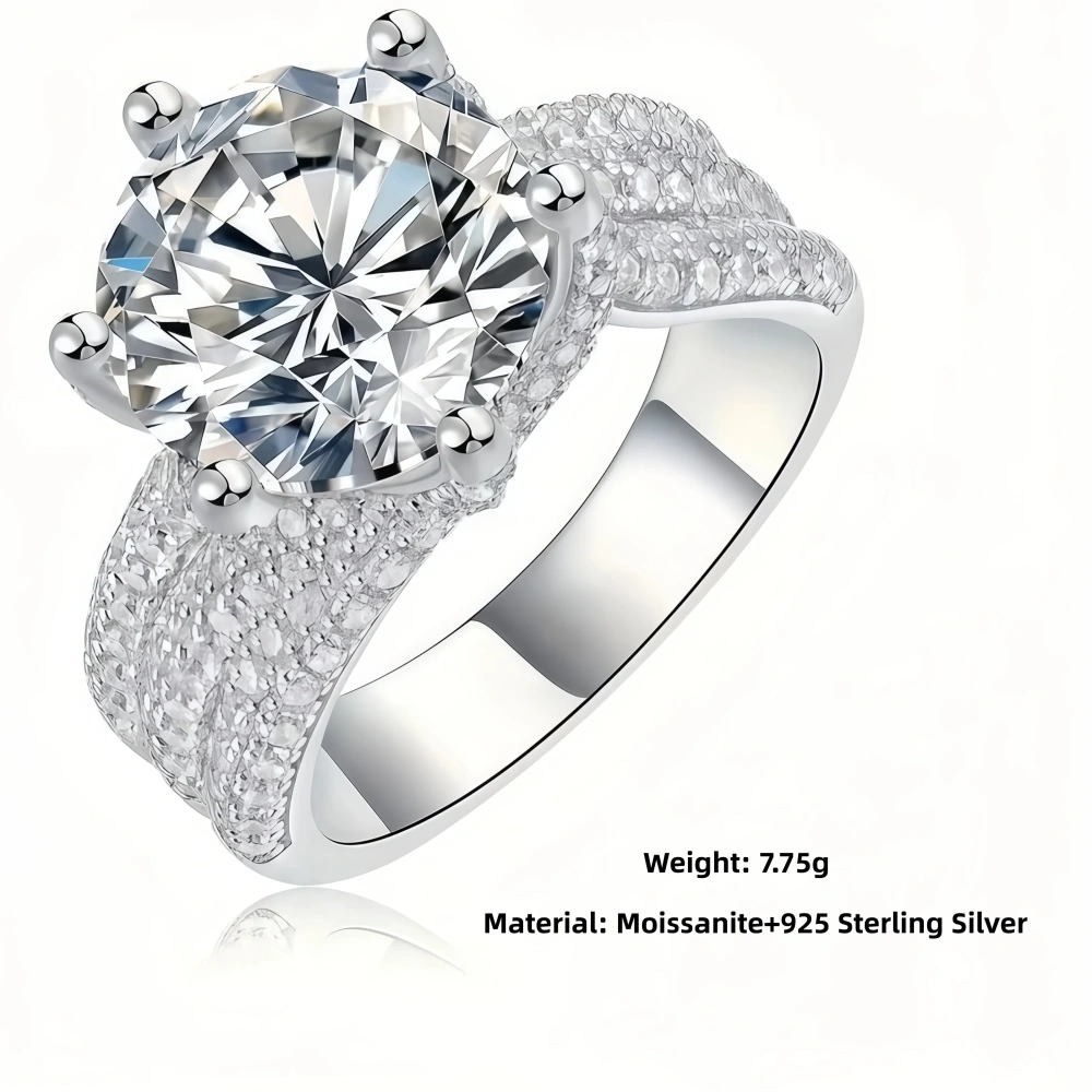 Veeie Veein Luxury Brand S925 Sterling Silver Ring Set With 5-Carat Moissan Stone Exudes  Sense Of Feminine Elegance