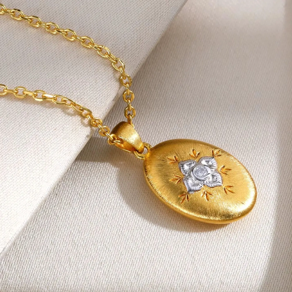 Mushan Luxury Brand High End Chain With Double Sided Octagonal Coffee Bean Pendant Necklace High Quality Necklace Jewelry