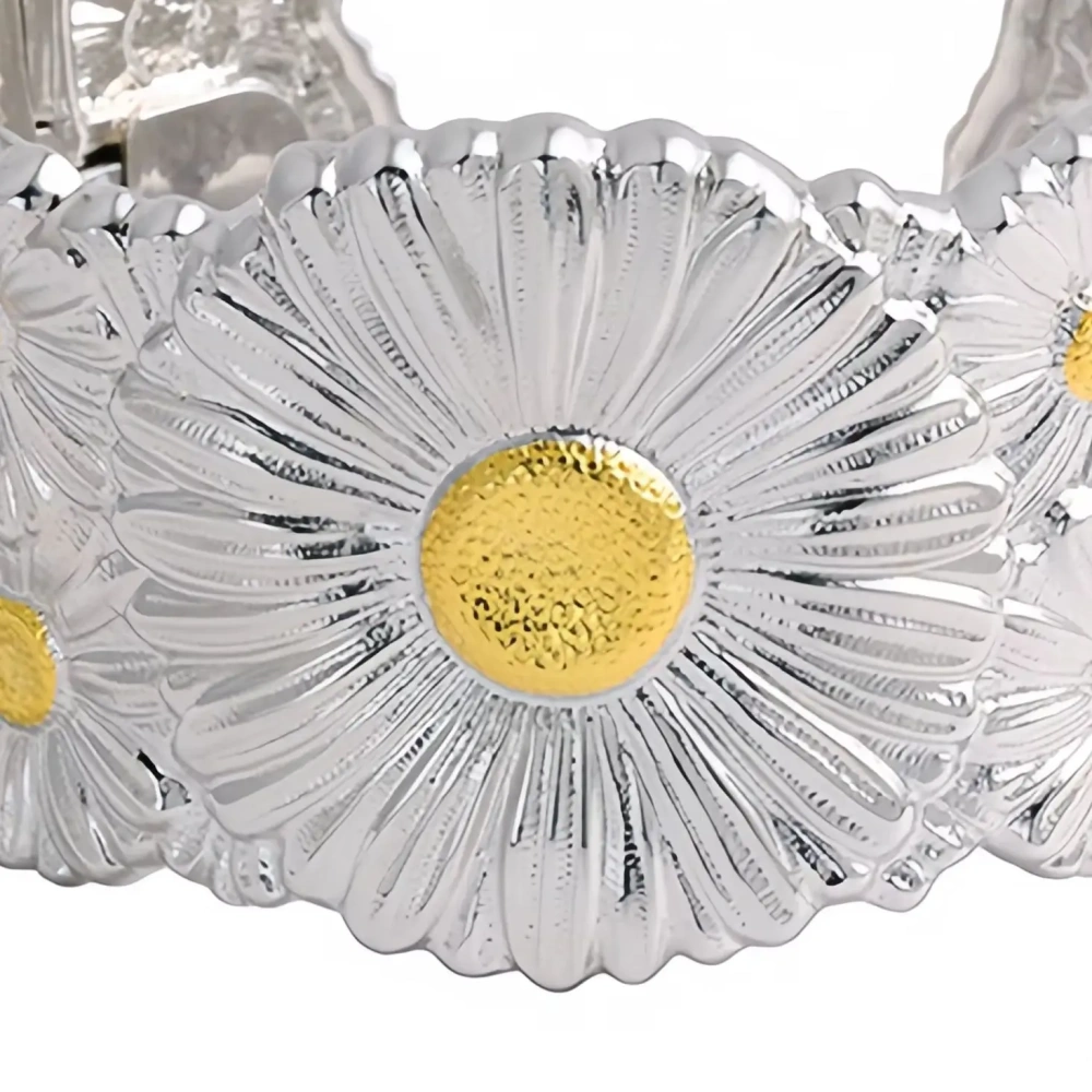 Mushan Luxury Brand 925 Sterling Silver Bracelet 18k Gold Plating Wide Daisy Bracelets Fine Party Jewelry