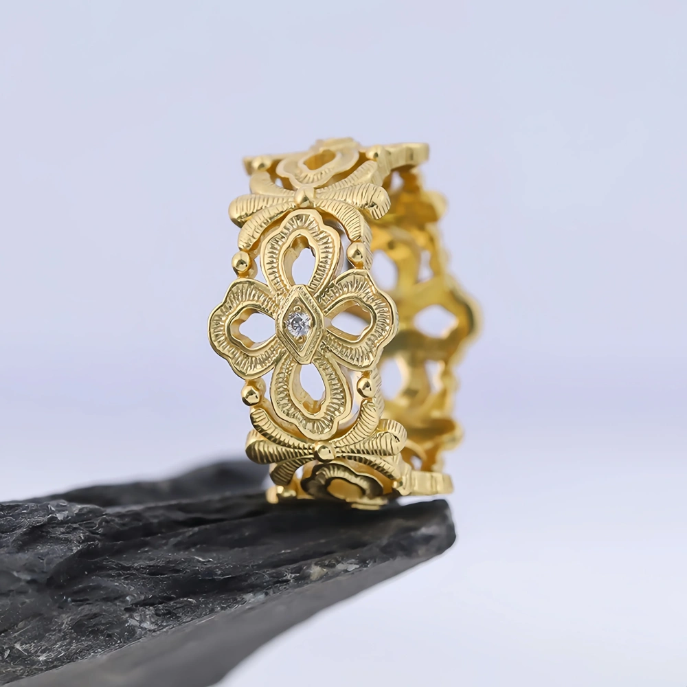 Mushan Luxury Brand Wire Drawn Hollow Pattern Woven Ring 18K Gold Plated 925 Sterling Silver Rings Fine Jewelry