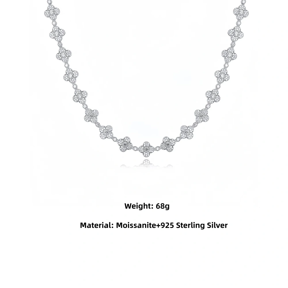 Veeie Veein Luxury Brand S925 Sterling Silver Four Leaf Clover Accessory Women S Moissanite Necklace