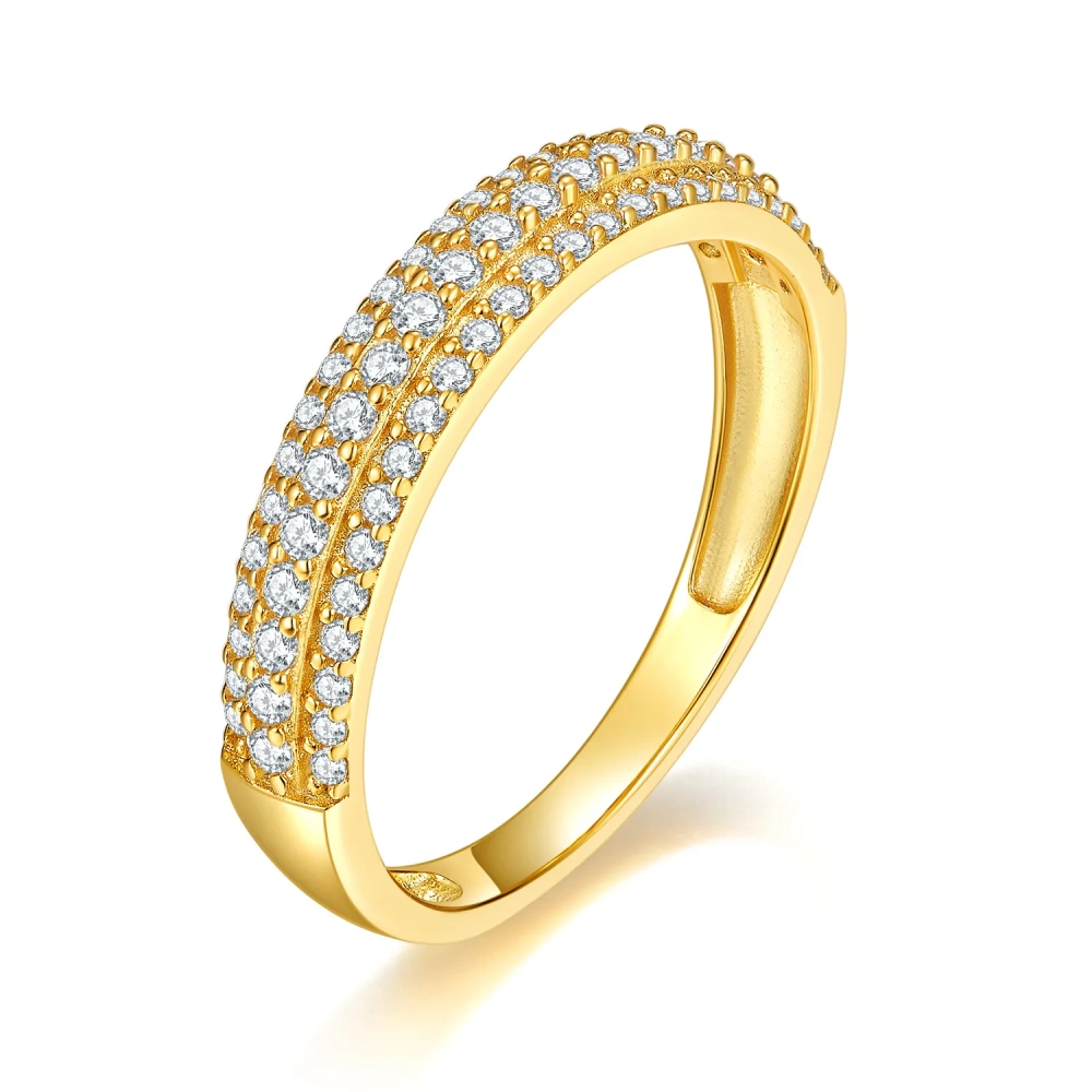 Veeie Veein Luxury Brand Fashion S925 Sterling Silver Ring For Women With Three Rows Moissanite  GRA Certificate  Ring Jewelry