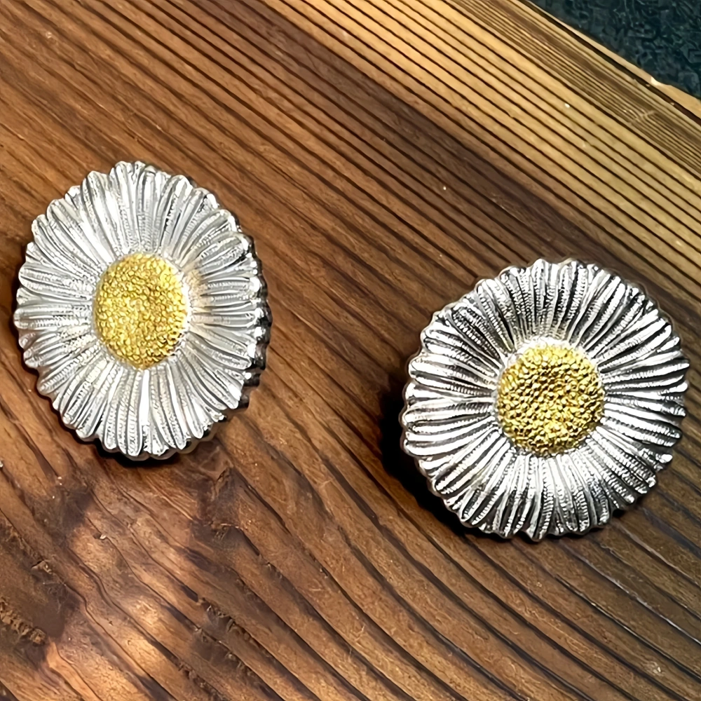 Mushan Luxury Brand Luxury 925 Sterling Silver Earrings Flower Daisy Stud Earrings For Women Fine Jewelry