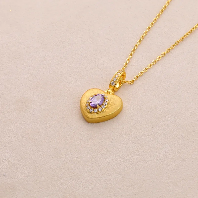 Mushan Luxury Brand Bestseller Brushed Heart-Shaped Pendant Necklace Women  New Pure Silver Collarbone Chain Necklace Jewelry