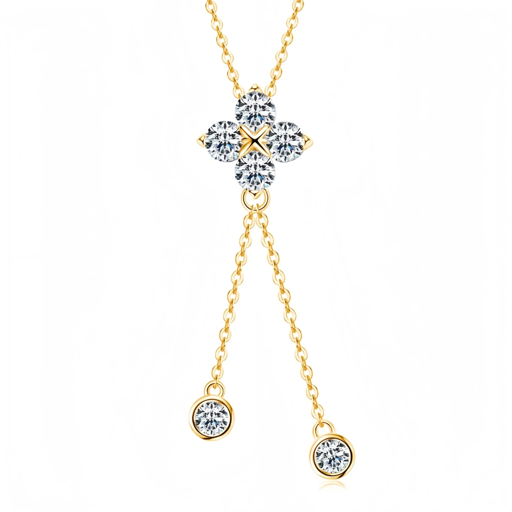 Veeie Veein Luxury Brand S925 Sterling Silver Moissanite Necklace Four Leaf Clover Pendant For Women GRA Certificate Necklace