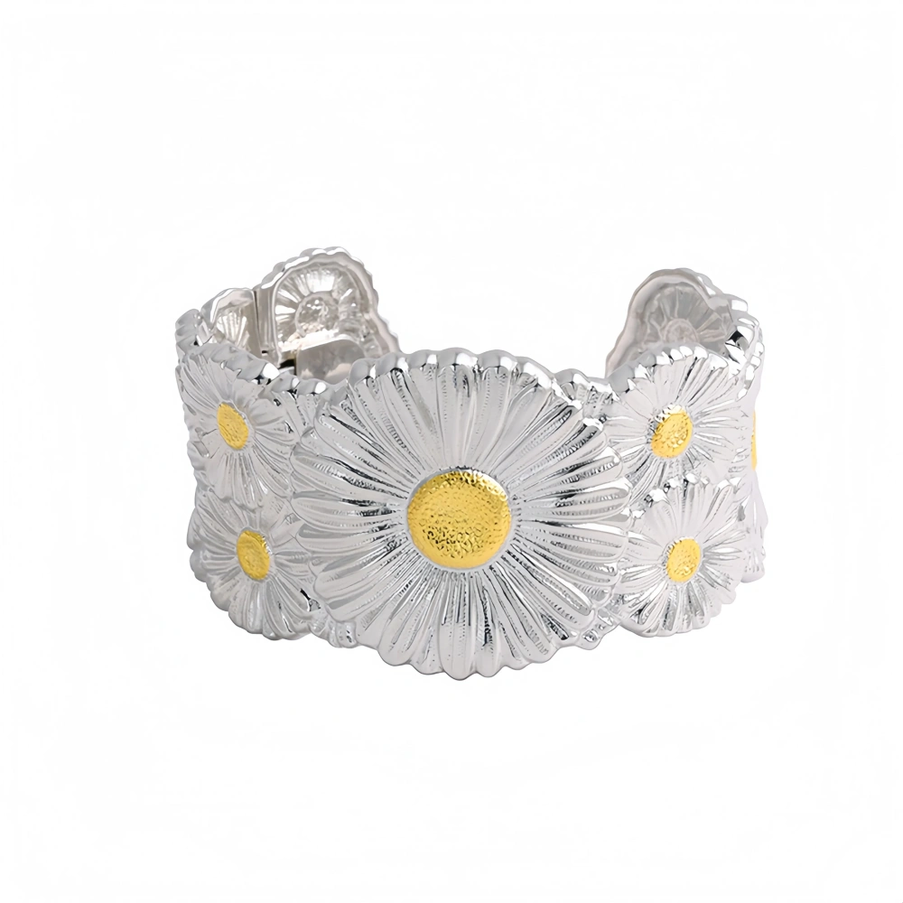 Mushan Luxury Brand 925 Sterling Silver Bracelet 18k Gold Plating Wide Daisy Bracelets Fine Party Jewelry
