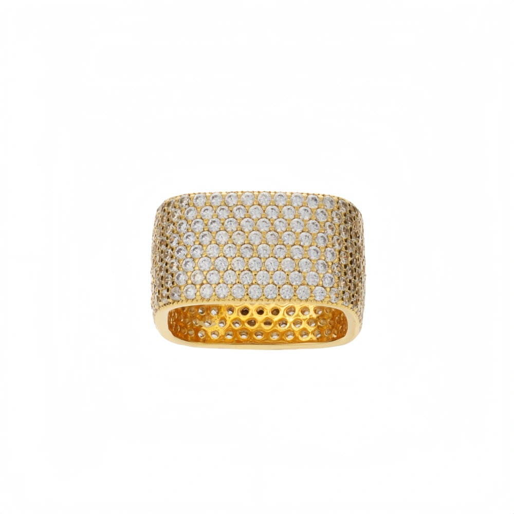 Mushan Luxury Brand New All Diamond  Light Luxury  Wide Square Ring For Women  Silver And Gold Plated Couple Rings