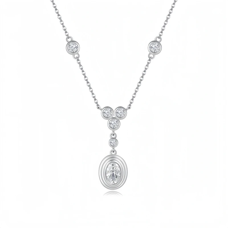 Veeie Veein Luxury Brand S925 Sterling Silver Necklace With Moissanite Pendant High-End Silver Accessory For Women
