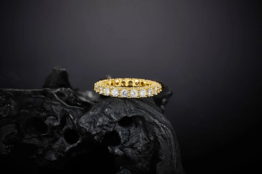 Veeie Veein Luxury Brand S925 Sterling Silver Ring Full Circle Moissanite Ring Simple And Elegant Women'S Row Ring