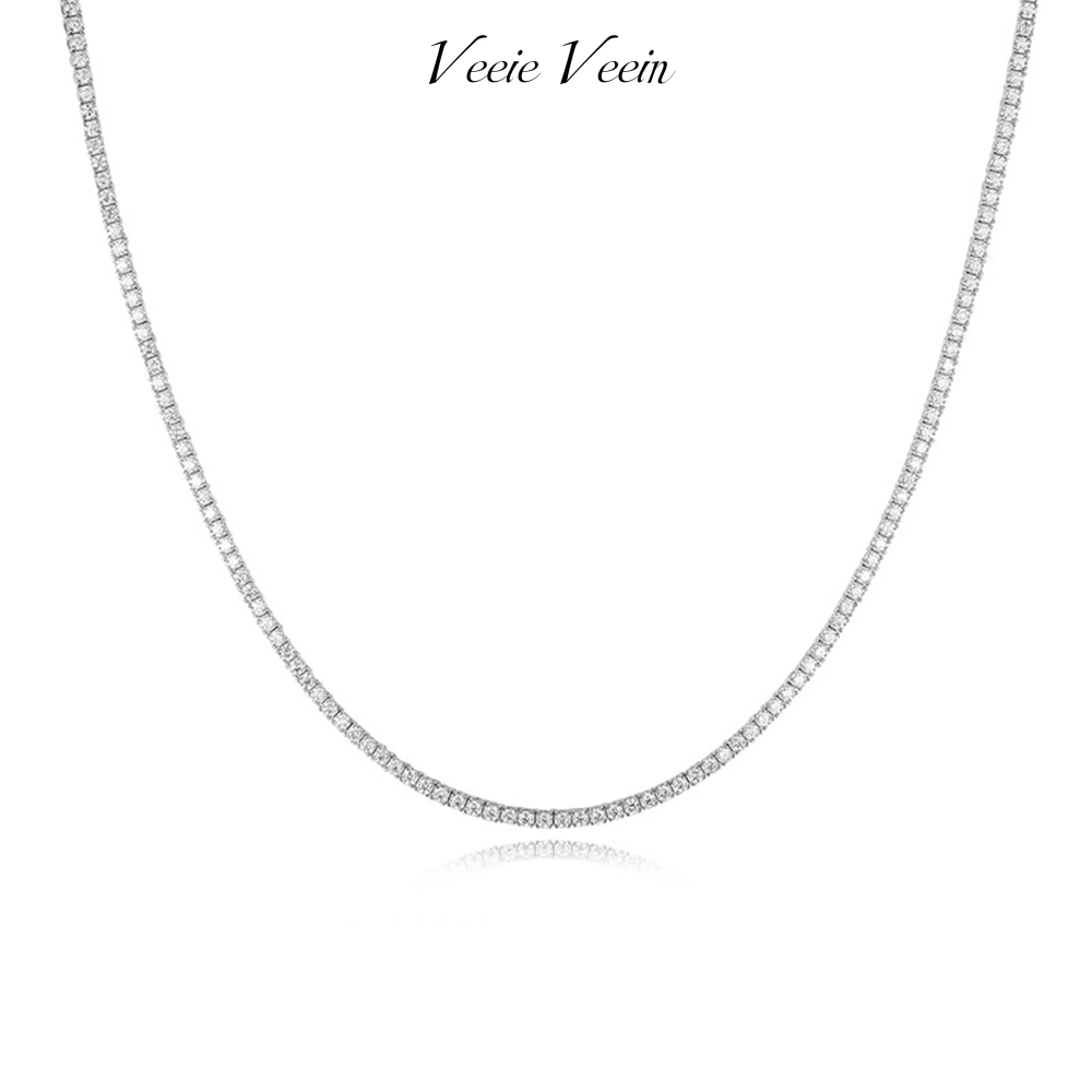 Veeie Veein Luxury Brand S925 Sterling Silver Necklace Tennis Chain Collarbone Chain Hot-Selling Ins-Style Necklace Jewelry