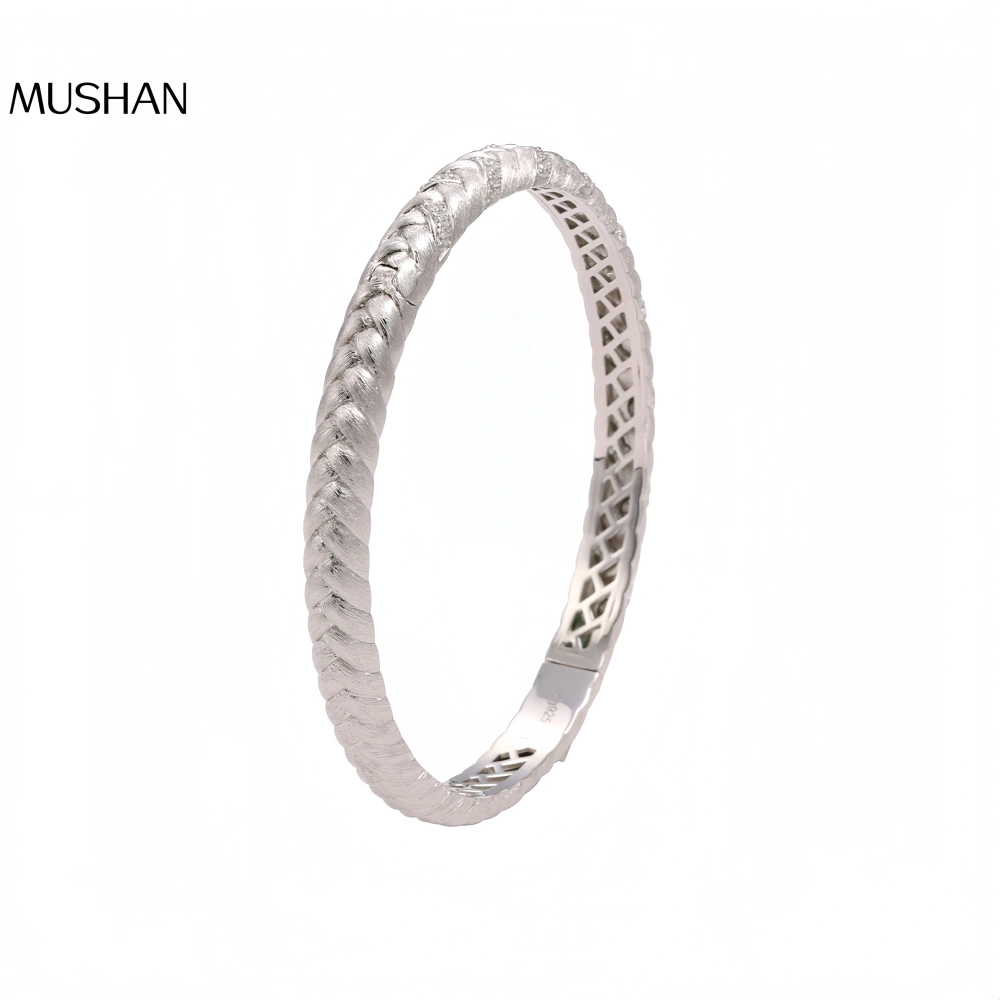 Mushan Luxury Brand Live-Streaming Bestseller: Italian Brushed Bracelet, Women'S Sparkling Diamond Pure Silver Bracelet